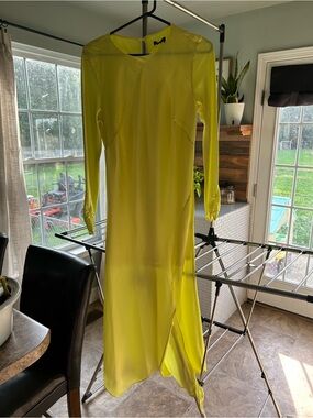 Express Neon Yellow Long-Sleeve Maxi Dress
